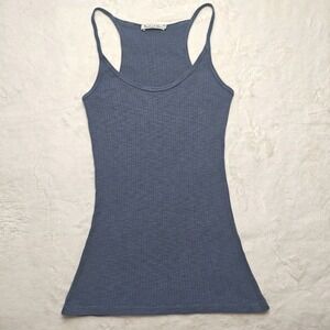 Michael Stars One Size Basic Spaghetti Strap Tank Top Blue Camisole Shirt Y2K
